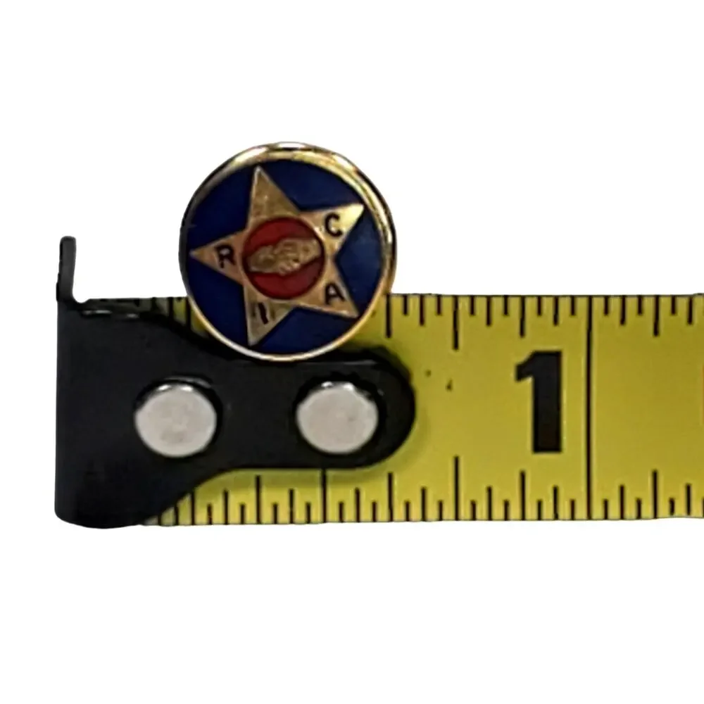 Antique RICA Retail Clerks Union Blue Red Gold Tiny Enamel Pin Pinback